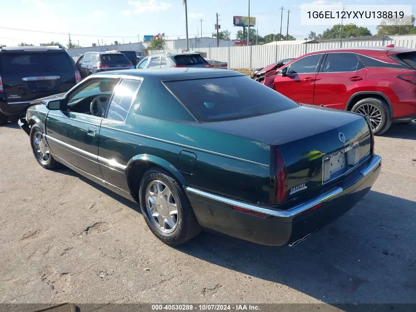 2000 Cadillac Eldorado Esc VIN: 1G6EL12YXYU138819 Lot: 40530289