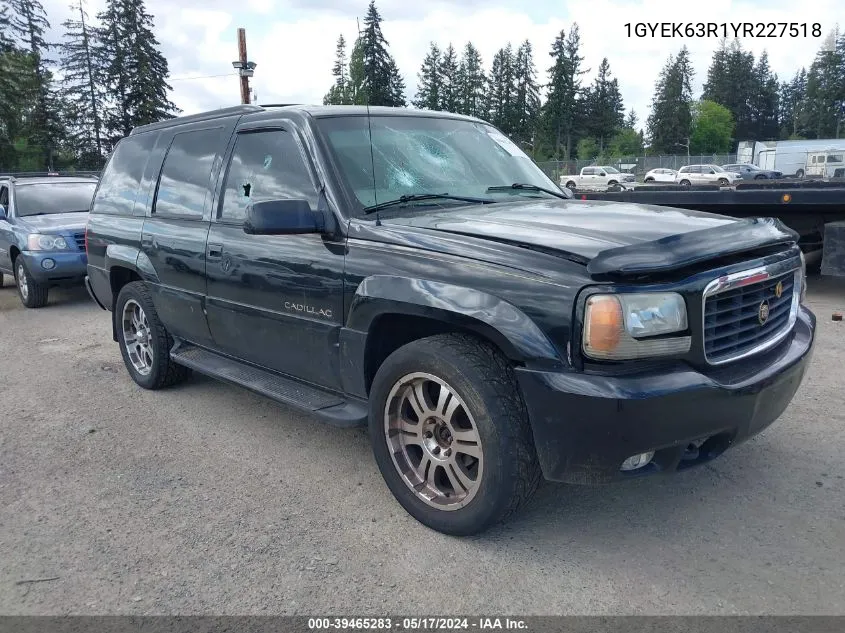 2000 Cadillac Escalade Standard VIN: 1GYEK63R1YR227518 Lot: 39465283