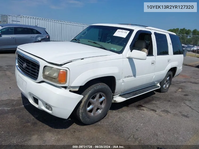 2000 Cadillac Escalade Standard VIN: 1GYEK13R2YR127320 Lot: 39731728