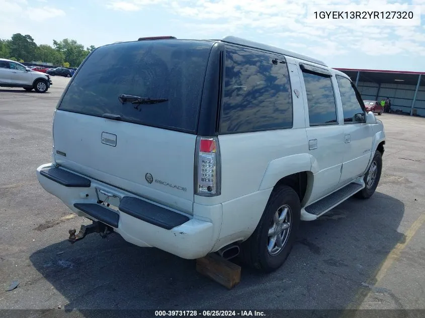 2000 Cadillac Escalade Standard VIN: 1GYEK13R2YR127320 Lot: 39731728