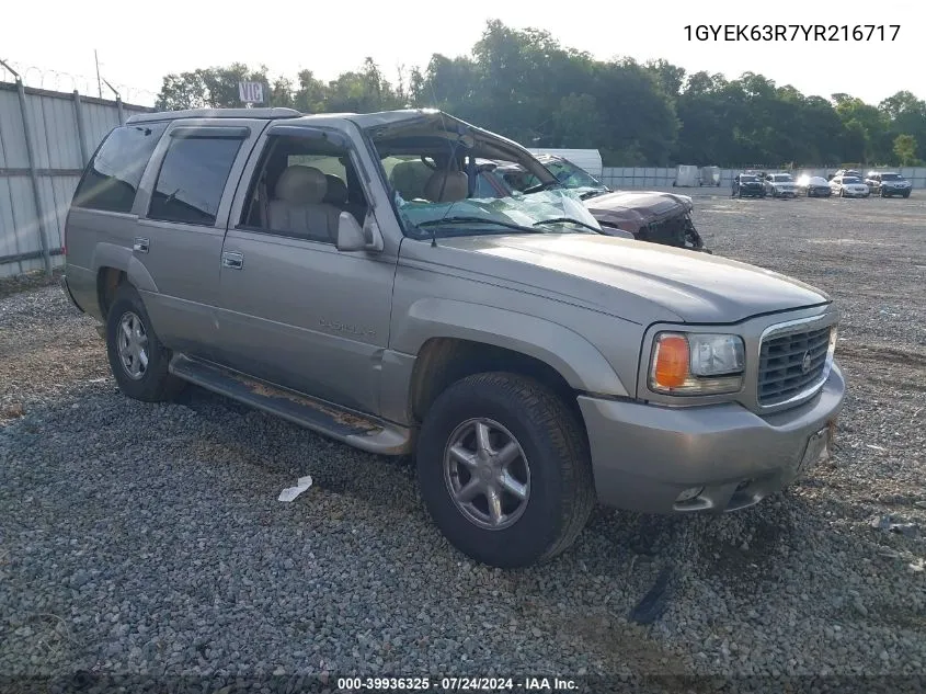 2000 Cadillac Escalade Standard VIN: 1GYEK63R7YR216717 Lot: 39936325