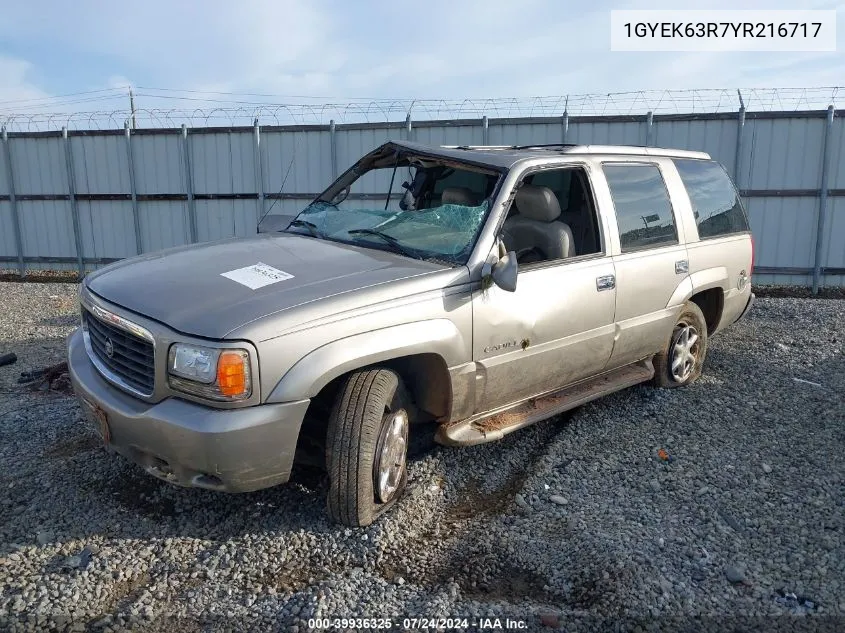 2000 Cadillac Escalade Standard VIN: 1GYEK63R7YR216717 Lot: 39936325