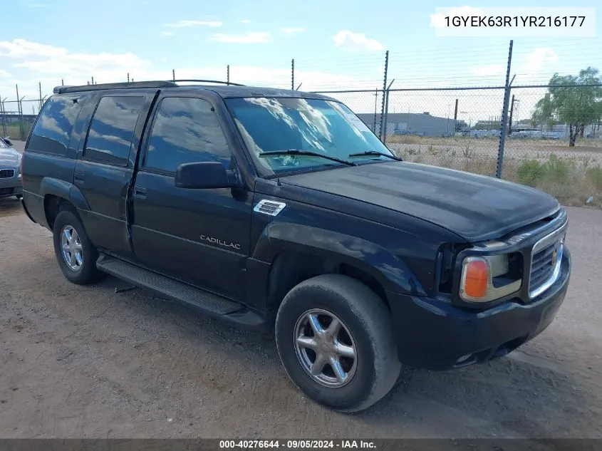 2000 Cadillac Escalade Standard VIN: 1GYEK63R1YR216177 Lot: 40276644