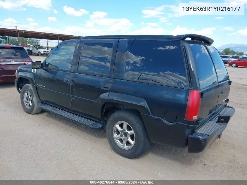 2000 Cadillac Escalade Standard VIN: 1GYEK63R1YR216177 Lot: 40276644