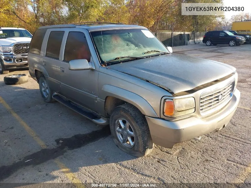 2000 Cadillac Escalade Standard VIN: 1GYEK63R4YR204380 Lot: 40773756