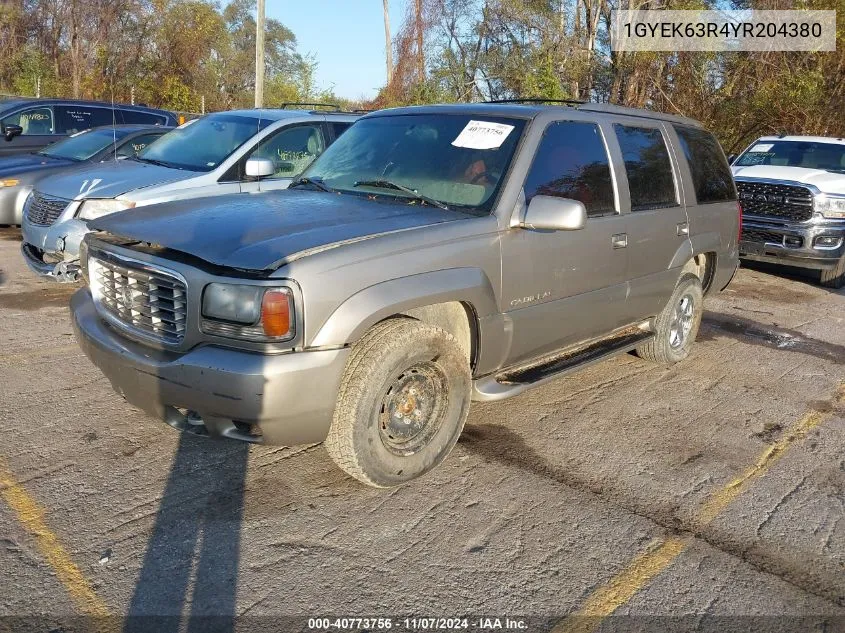 2000 Cadillac Escalade Standard VIN: 1GYEK63R4YR204380 Lot: 40773756