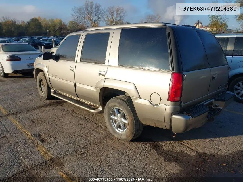 2000 Cadillac Escalade Standard VIN: 1GYEK63R4YR204380 Lot: 40773756