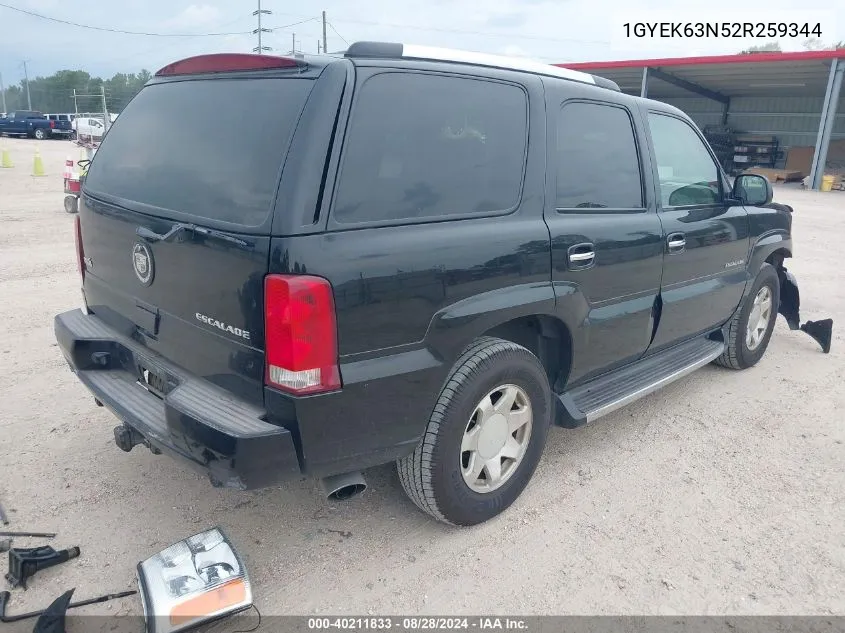 2002 Cadillac Escalade Standard VIN: 1GYEK63N52R259344 Lot: 40211833