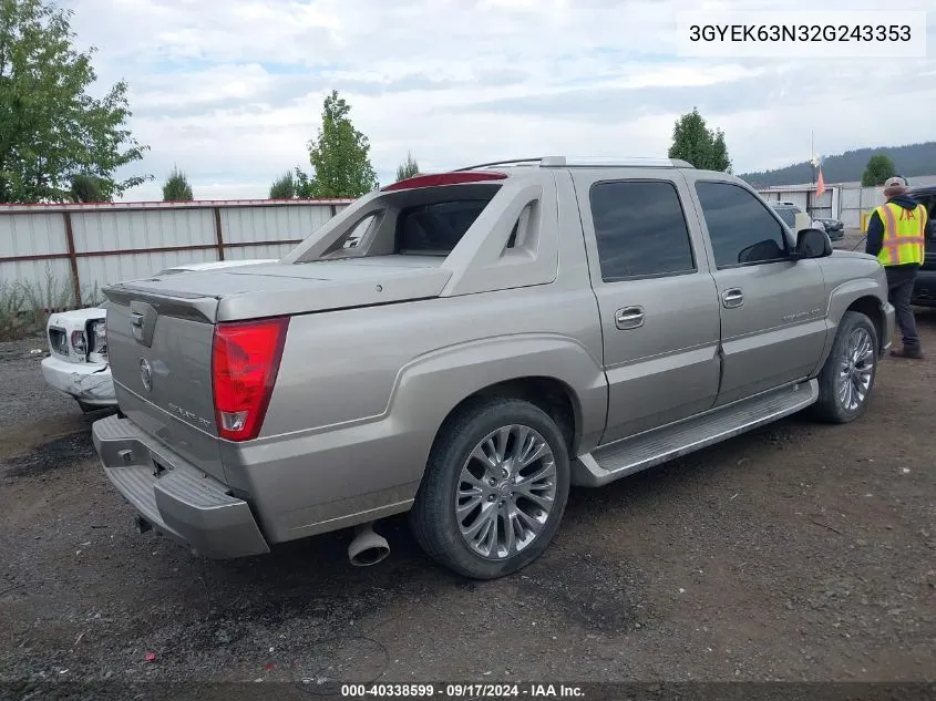 3GYEK63N32G243353 2002 Cadillac Escalade Ext Standard