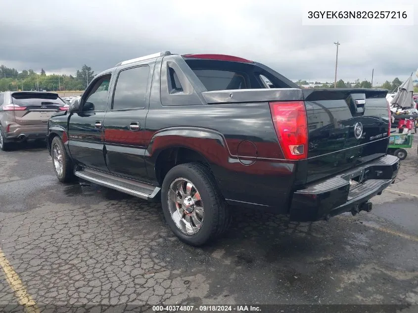 2002 Cadillac Escalade Ext Standard VIN: 3GYEK63N82G257216 Lot: 40374807