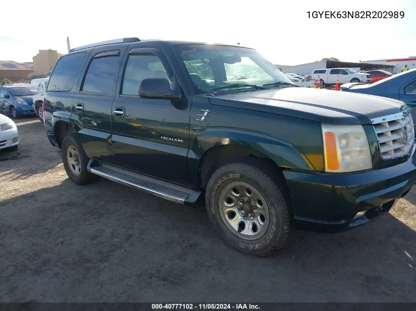 2002 Cadillac Escalade Standard VIN: 1GYEK63N82R202989 Lot: 40777102