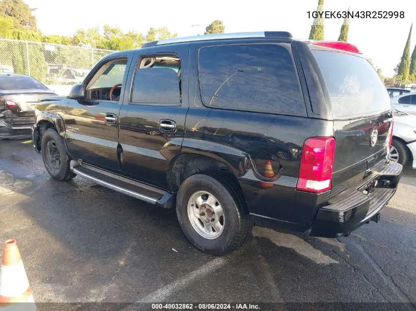 2003 Cadillac Escalade Standard VIN: 1GYEK63N43R252998 Lot: 40032862