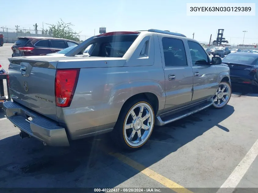 2003 Cadillac Escalade Ext Standard VIN: 3GYEK63N03G129389 Lot: 40222437