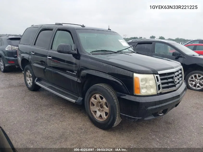 2003 Cadillac Escalade Standard VIN: 1GYEK63N33R221225 Lot: 40253597