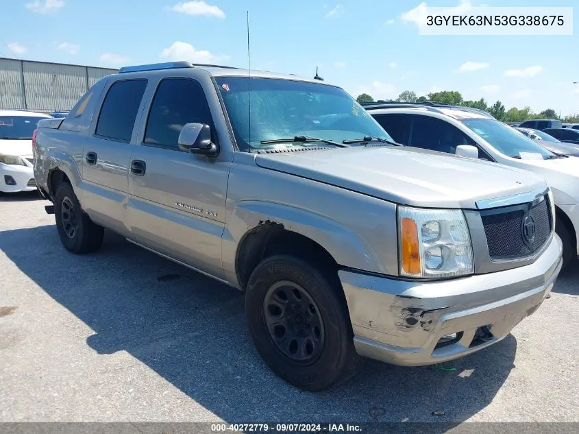 2003 Cadillac Escalade Ext Standard VIN: 3GYEK63N53G338675 Lot: 40272779