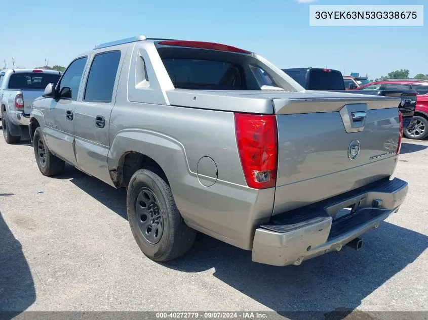 2003 Cadillac Escalade Ext Standard VIN: 3GYEK63N53G338675 Lot: 40272779