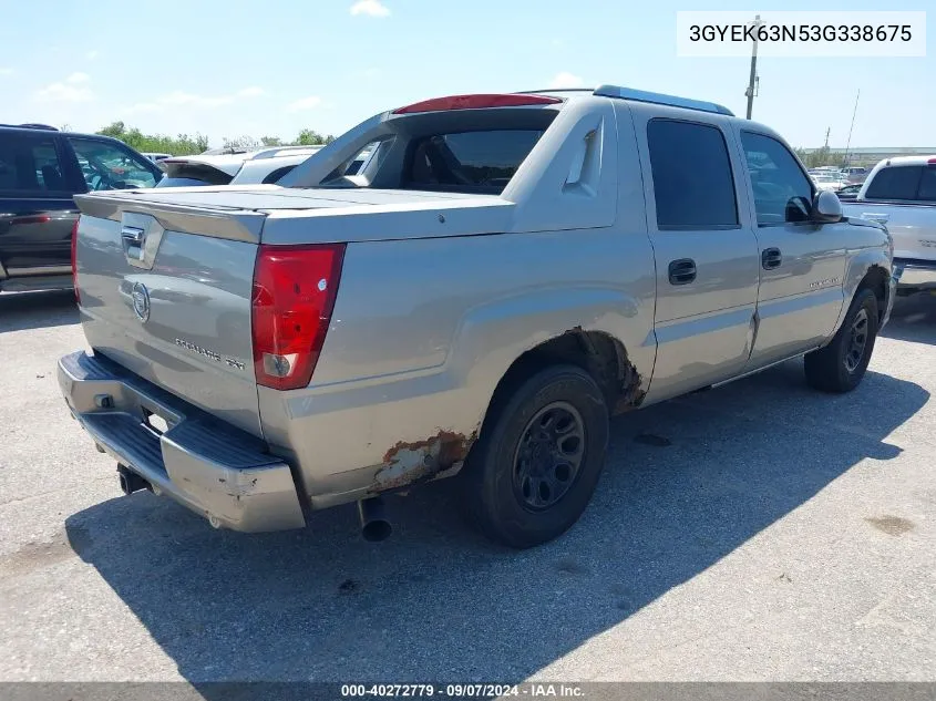 2003 Cadillac Escalade Ext Standard VIN: 3GYEK63N53G338675 Lot: 40272779