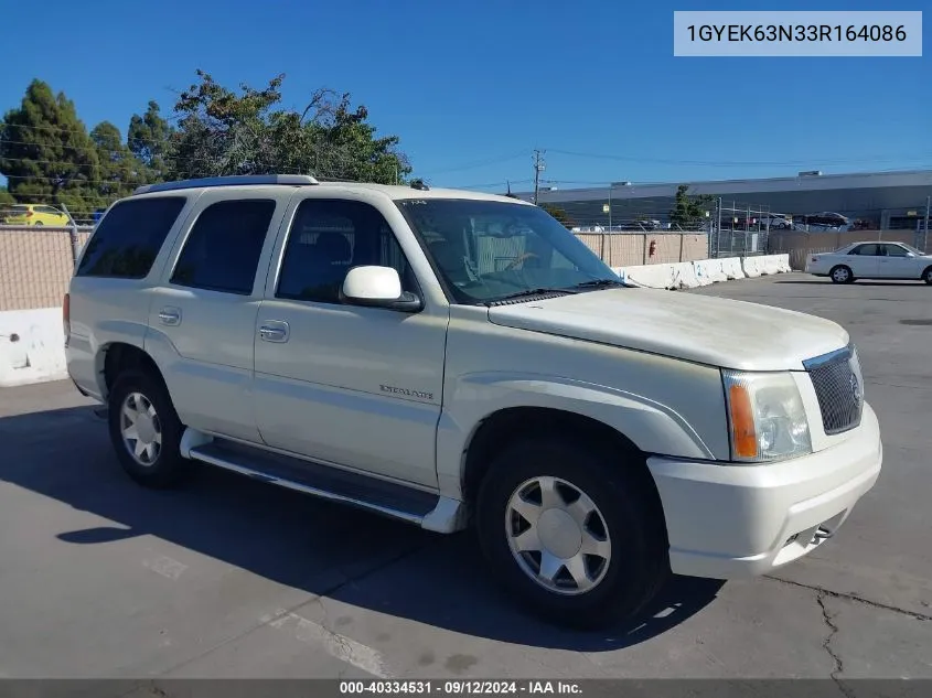 2003 Cadillac Escalade Luxury VIN: 1GYEK63N33R164086 Lot: 40334531