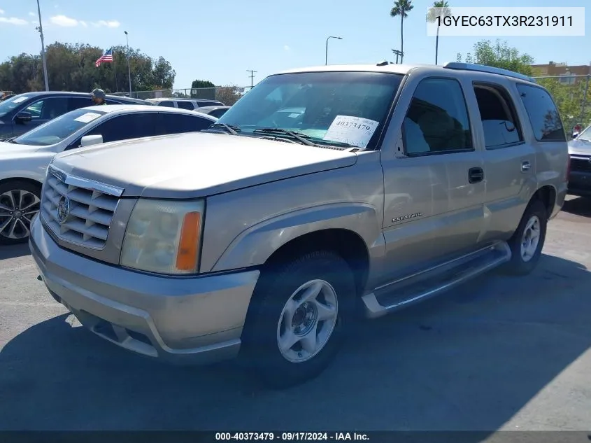 2003 Cadillac Escalade Standard VIN: 1GYEC63TX3R231911 Lot: 40373479