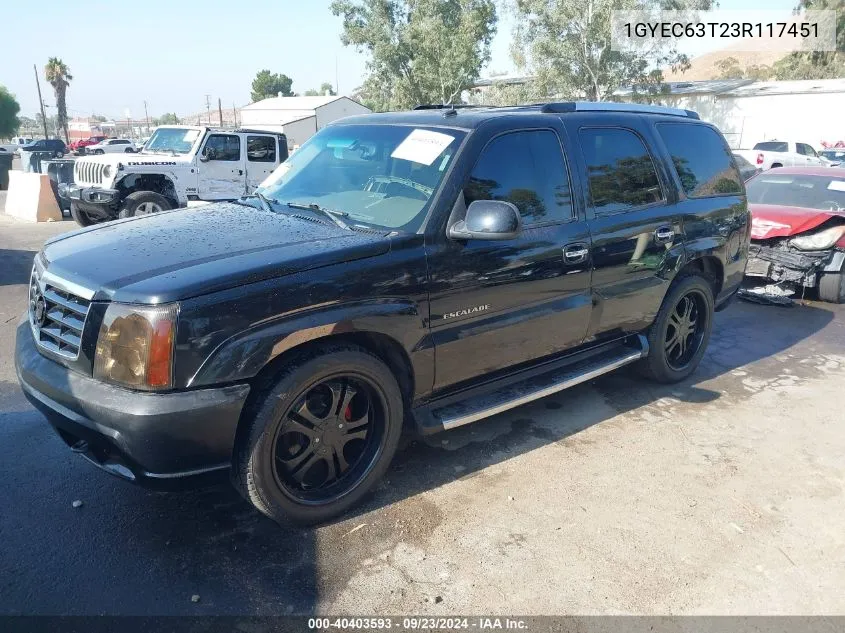 2003 Cadillac Escalade Standard VIN: 1GYEC63T23R117451 Lot: 40403593