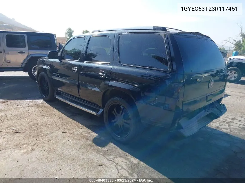 2003 Cadillac Escalade Standard VIN: 1GYEC63T23R117451 Lot: 40403593