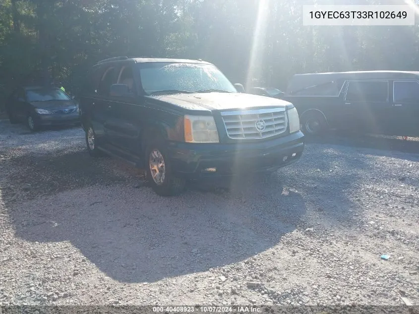 2003 Cadillac Escalade Standard VIN: 1GYEC63T33R102649 Lot: 40408923