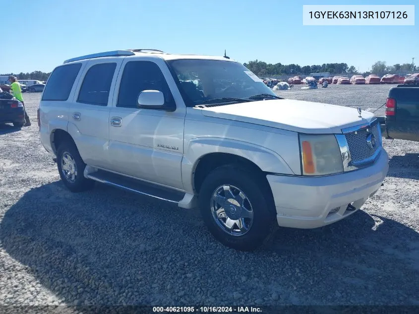 2003 Cadillac Escalade Standard VIN: 1GYEK63N13R107126 Lot: 40621095