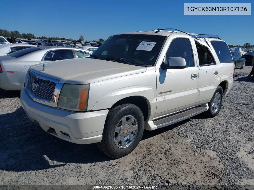 2003 Cadillac Escalade Standard VIN: 1GYEK63N13R107126 Lot: 40621095