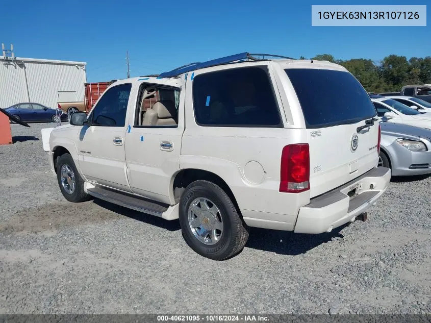 2003 Cadillac Escalade Standard VIN: 1GYEK63N13R107126 Lot: 40621095