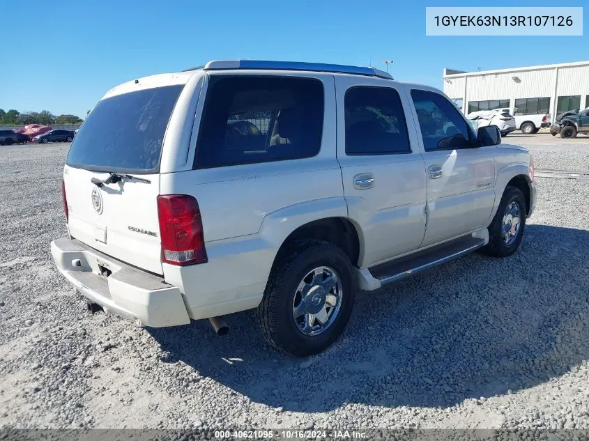 2003 Cadillac Escalade Standard VIN: 1GYEK63N13R107126 Lot: 40621095