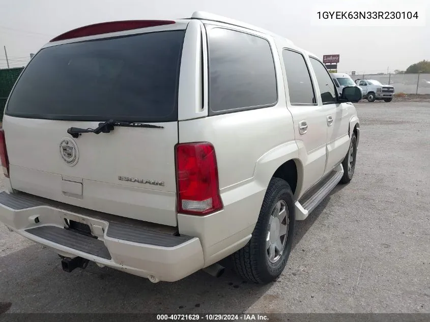 2003 Cadillac Escalade Standard VIN: 1GYEK63N33R230104 Lot: 40721629