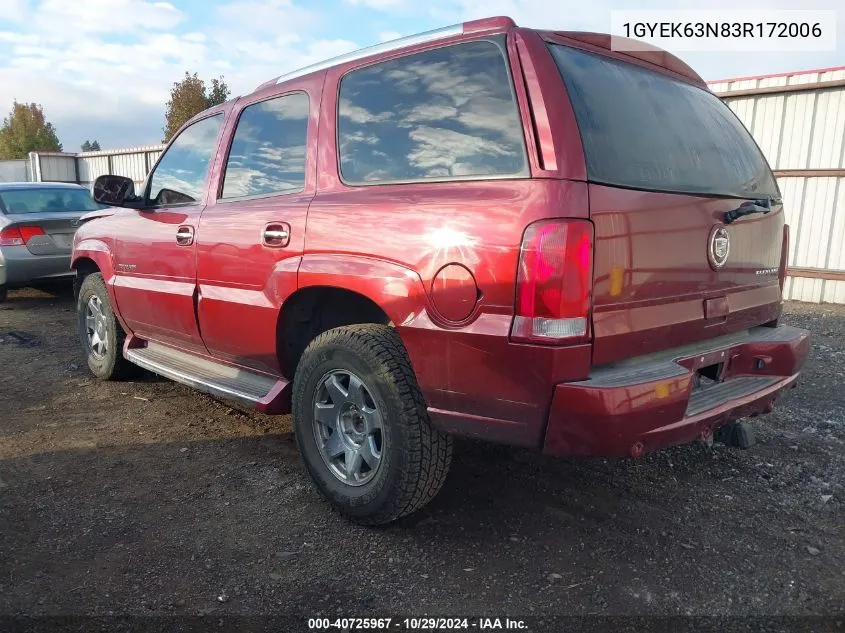 2003 Cadillac Escalade Standard VIN: 1GYEK63N83R172006 Lot: 40725967