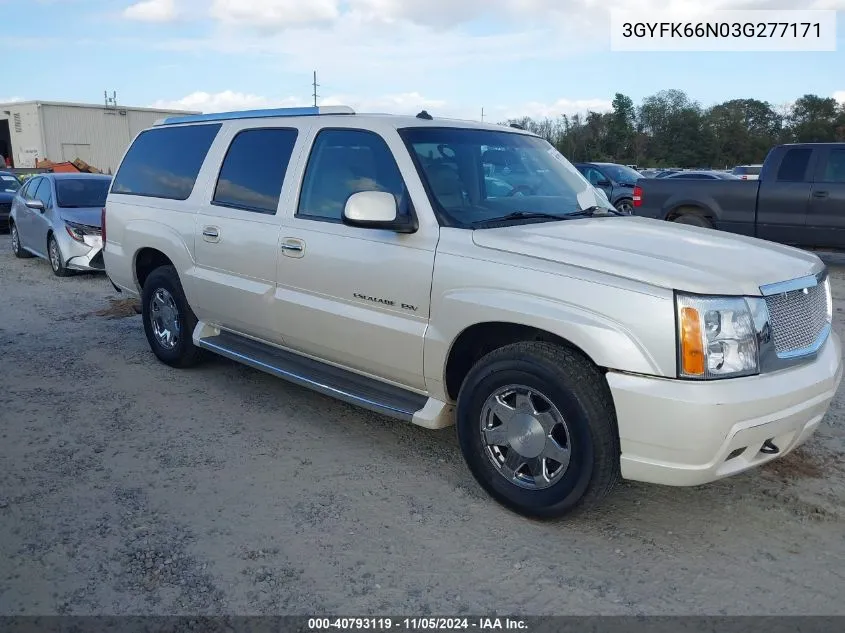 2003 Cadillac Escalade Esv Standard VIN: 3GYFK66N03G277171 Lot: 40793119