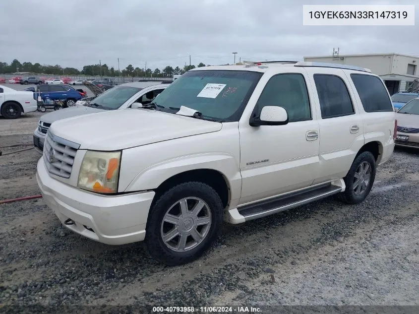 2003 Cadillac Escalade Standard VIN: 1GYEK63N33R147319 Lot: 40793958