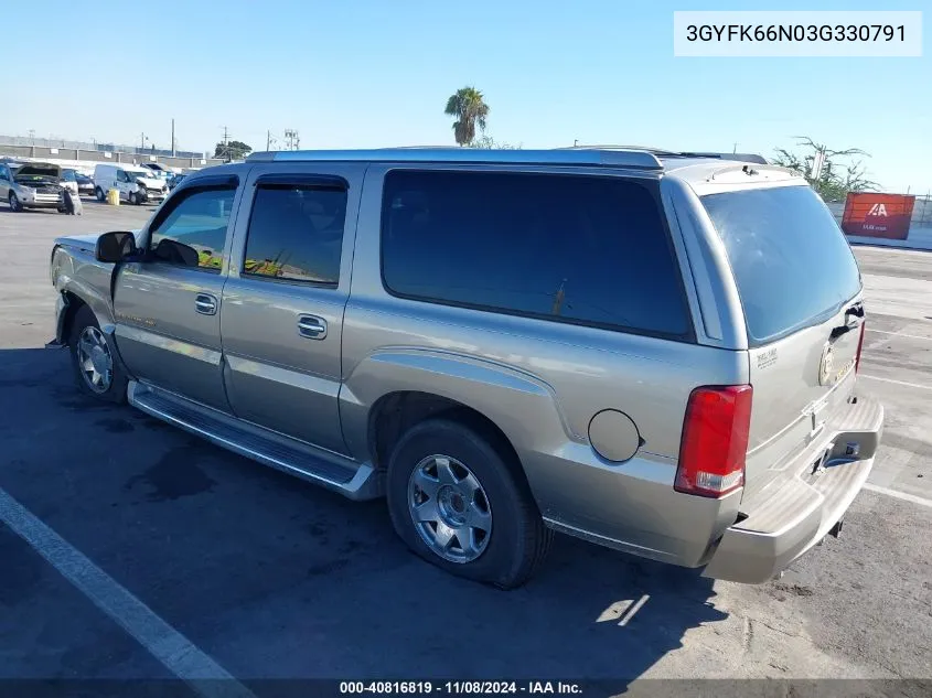 2003 Cadillac Escalade Esv Standard VIN: 3GYFK66N03G330791 Lot: 40816819