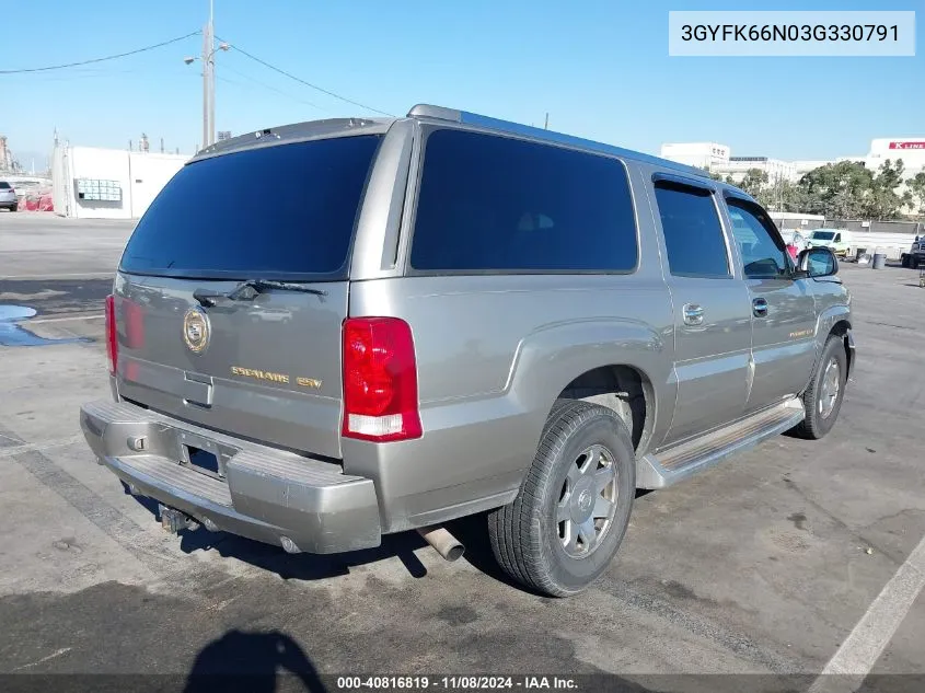 2003 Cadillac Escalade Esv Standard VIN: 3GYFK66N03G330791 Lot: 40816819