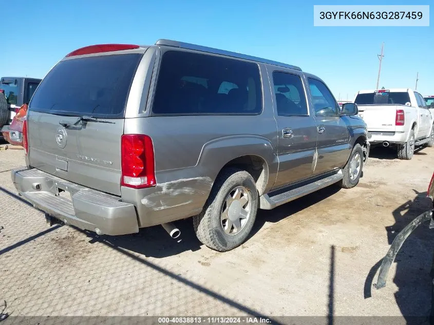 2003 Cadillac Escalade Esv Standard VIN: 3GYFK66N63G287459 Lot: 40838813