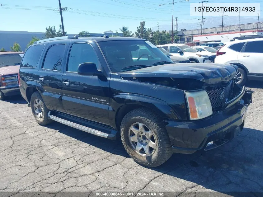 2004 Cadillac Escalade Standard VIN: 1GYEC63T64R314933 Lot: 40098845