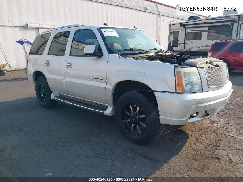 2004 Cadillac Escalade Standard VIN: 1GYEK63N84R118772 Lot: 40248725