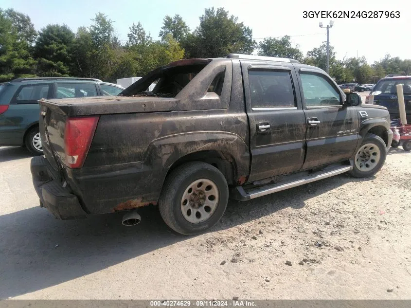 2004 Cadillac Escalade Ext Standard VIN: 3GYEK62N24G287963 Lot: 40274629