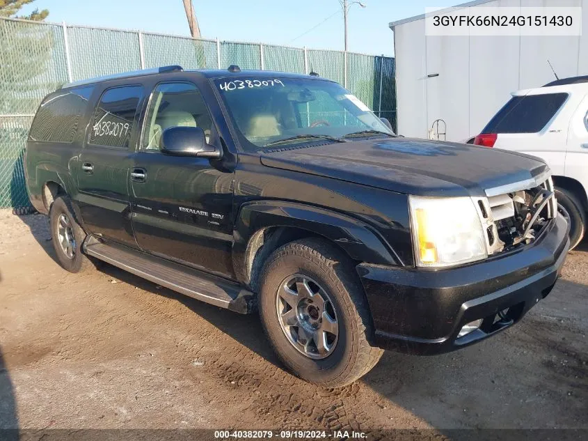 2004 Cadillac Escalade Esv Standard VIN: 3GYFK66N24G151430 Lot: 40382079