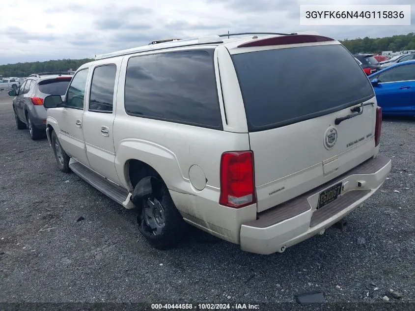 2004 Cadillac Escalade Esv Standard VIN: 3GYFK66N44G115836 Lot: 40444558