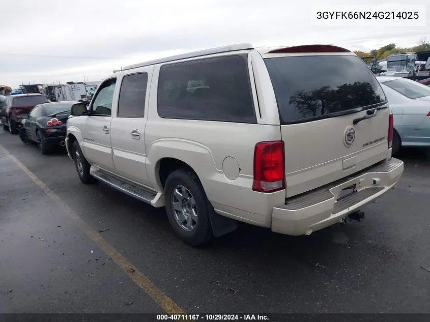 2004 Cadillac Escalade Esv Standard VIN: 3GYFK66N24G214025 Lot: 40711167