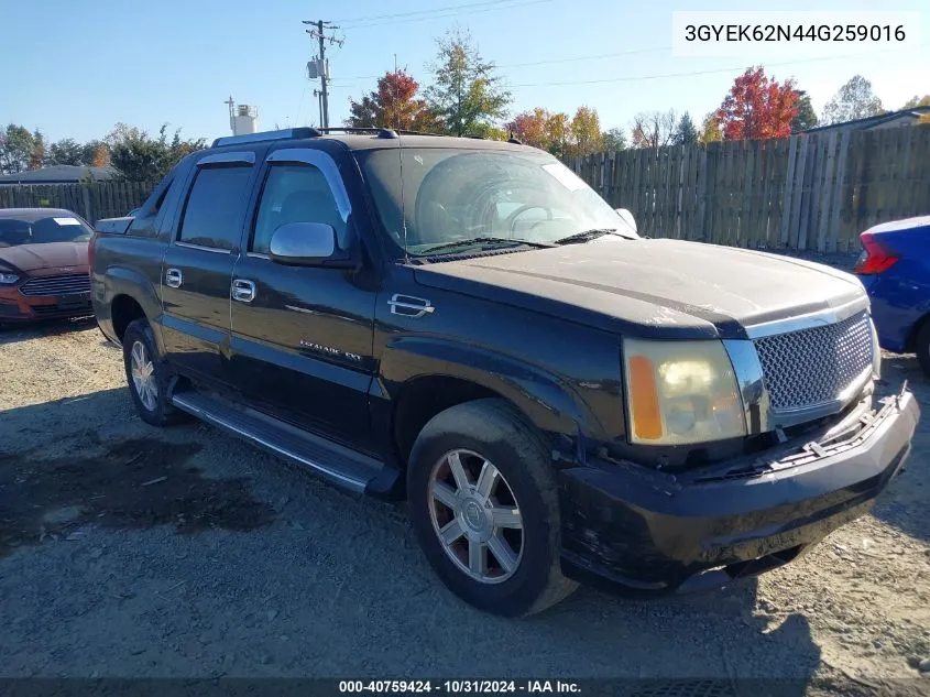 2004 Cadillac Escalade Ext Standard VIN: 3GYEK62N44G259016 Lot: 40759424