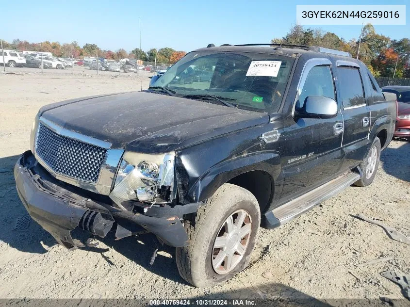 2004 Cadillac Escalade Ext Standard VIN: 3GYEK62N44G259016 Lot: 40759424