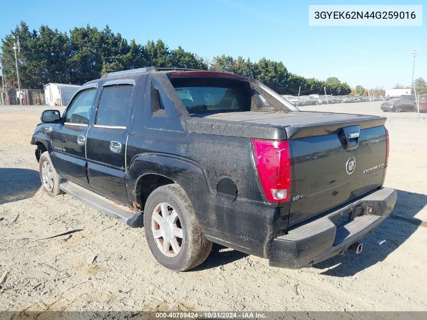 2004 Cadillac Escalade Ext Standard VIN: 3GYEK62N44G259016 Lot: 40759424