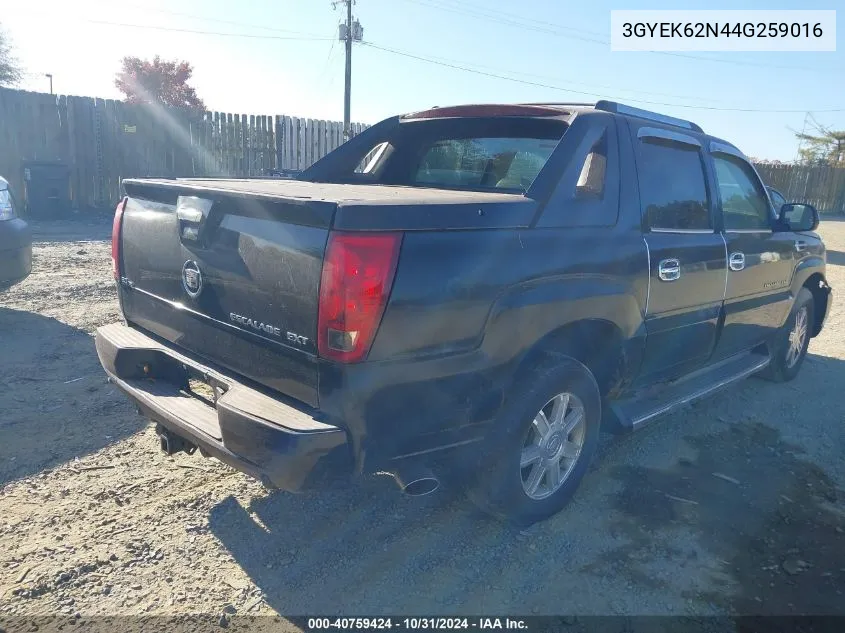 2004 Cadillac Escalade Ext Standard VIN: 3GYEK62N44G259016 Lot: 40759424