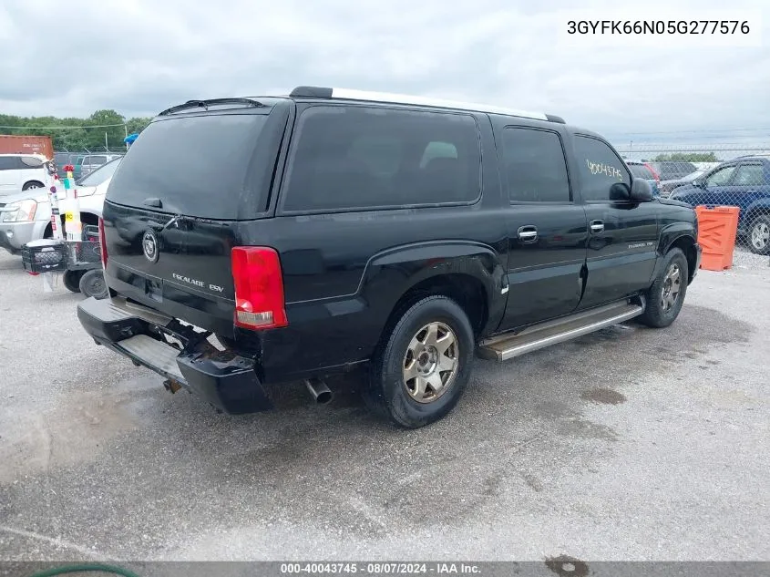 2005 Cadillac Escalade Esv Standard VIN: 3GYFK66N05G277576 Lot: 40043745