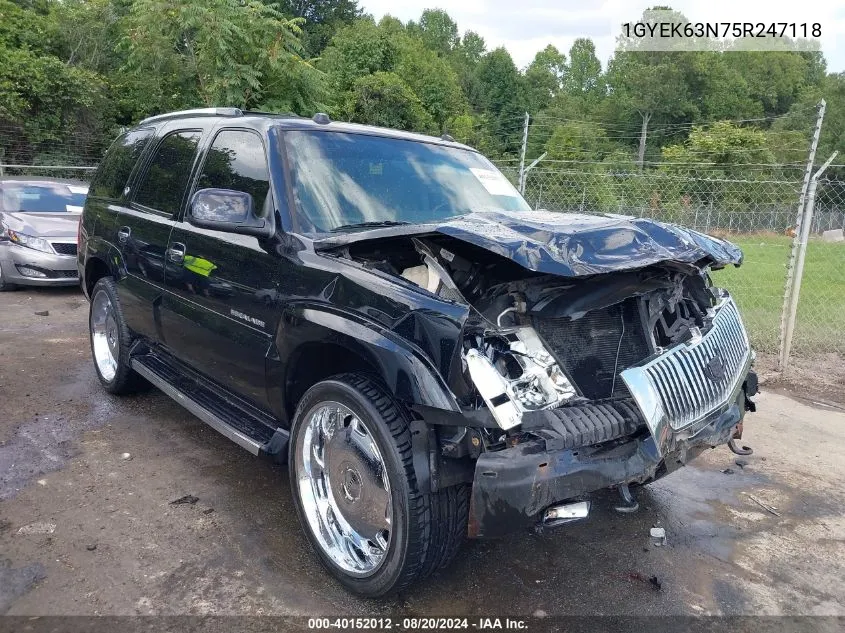 2005 Cadillac Escalade Standard VIN: 1GYEK63N75R247118 Lot: 40152012