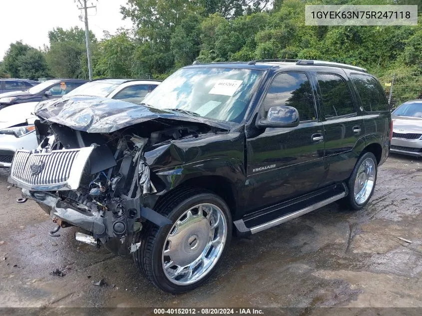 2005 Cadillac Escalade Standard VIN: 1GYEK63N75R247118 Lot: 40152012